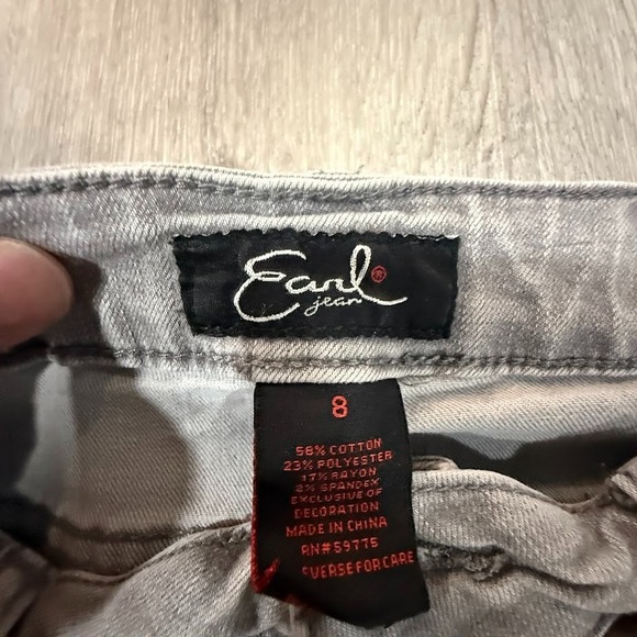 Earl Jean Skinny Ankle Jeans Womens 8 Grey Stretch Embroidered Printed Leg Denim - Picture 3 of 8